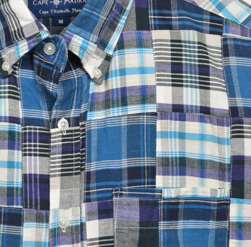 Cape Madras Men's Medium Patchwork Quilted Blue Purple Plaid Button-Down Shirt