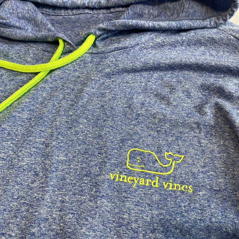 Vineyard Vines Performance Men's Medium Blue Neon Whale Lightweight Hoodie