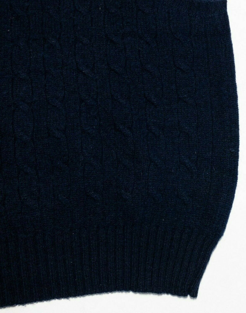 Polo Ralph Lauren Men's XL 100% Wool Cable-Knit Navy Blue Vintage Sweater Vest