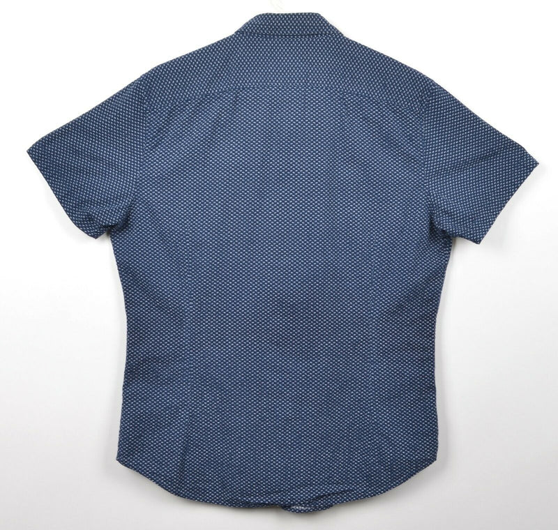 Bonobos Men's Sz Large Tailored Slim Fit Navy Blue Polka Dot Button-Down Shirt