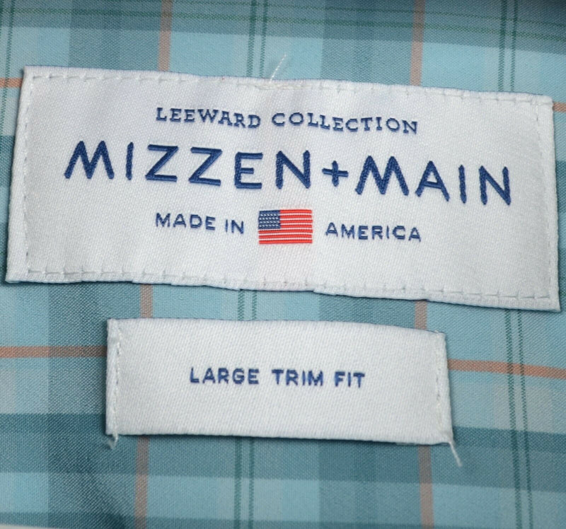 Mizzen+Main Men's Large Trim Fit Leeward Collection Blue Teal Performance Shirt