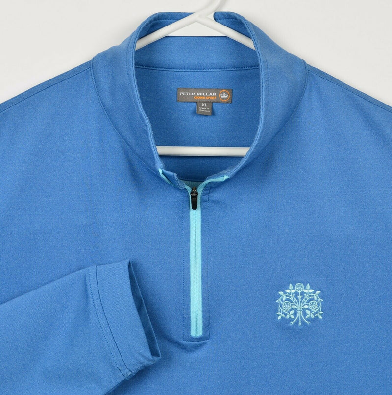 Peter Millar Crown Sport Men's XL 1/4 Zip Heather Blue Performance Golf Jacket