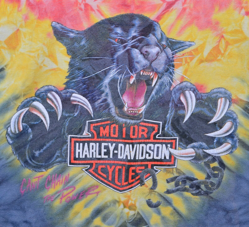 Vtg 1993 Harley-Davidson Men's 2XL? Cant Chain The Power Panther Tie-Dye T-Shirt