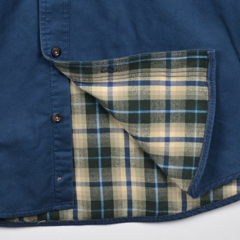 LL Bean Men's Medium Lined Hurricane Flannel Lined Blue Chore Shirt Jacket