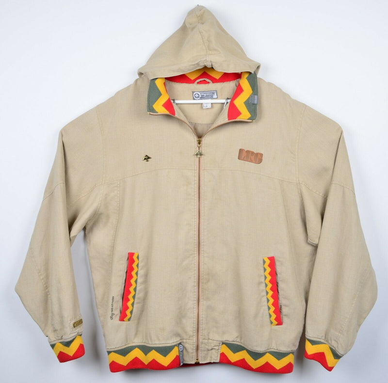 LRG Lifted Research Group Men's 2XL Lion Pride Linen Rasta Hooded Track Jacket