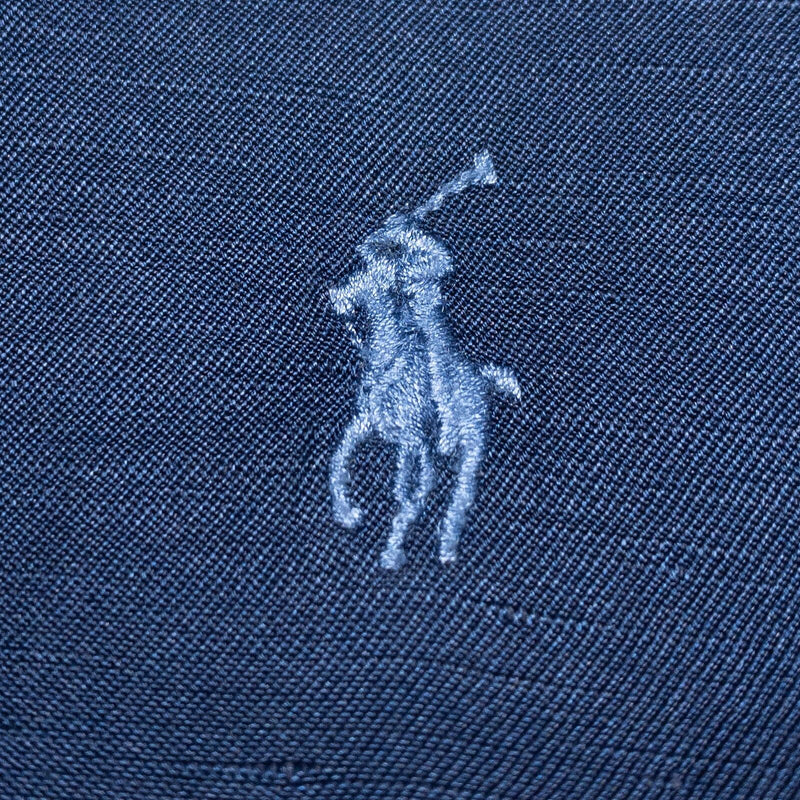 Polo Ralph Lauren Silk Linen Shirt Men's XL Blake Vintage 90s Button-Up Blue