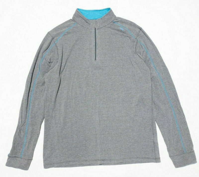 tasc Bamboo Large Performance 1/4 Zip Activewear Top Gray Blue Pullover