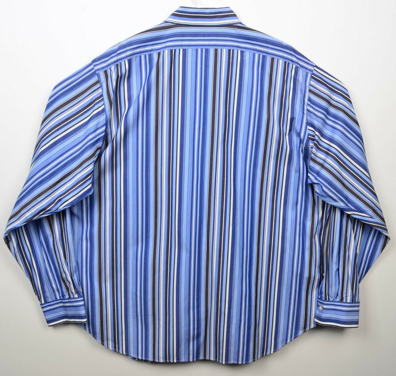 Polo Ralph Lauren Men's 18 (2XL) Classic Fit Estate Blue Striped Dress Shirt