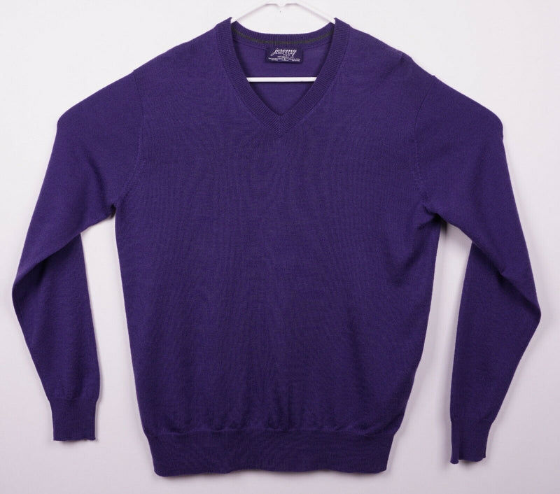 Jeremy Argyle NYC Men's Sz Large 100% Merino Wool V-Neck Purple Pullover Sweater