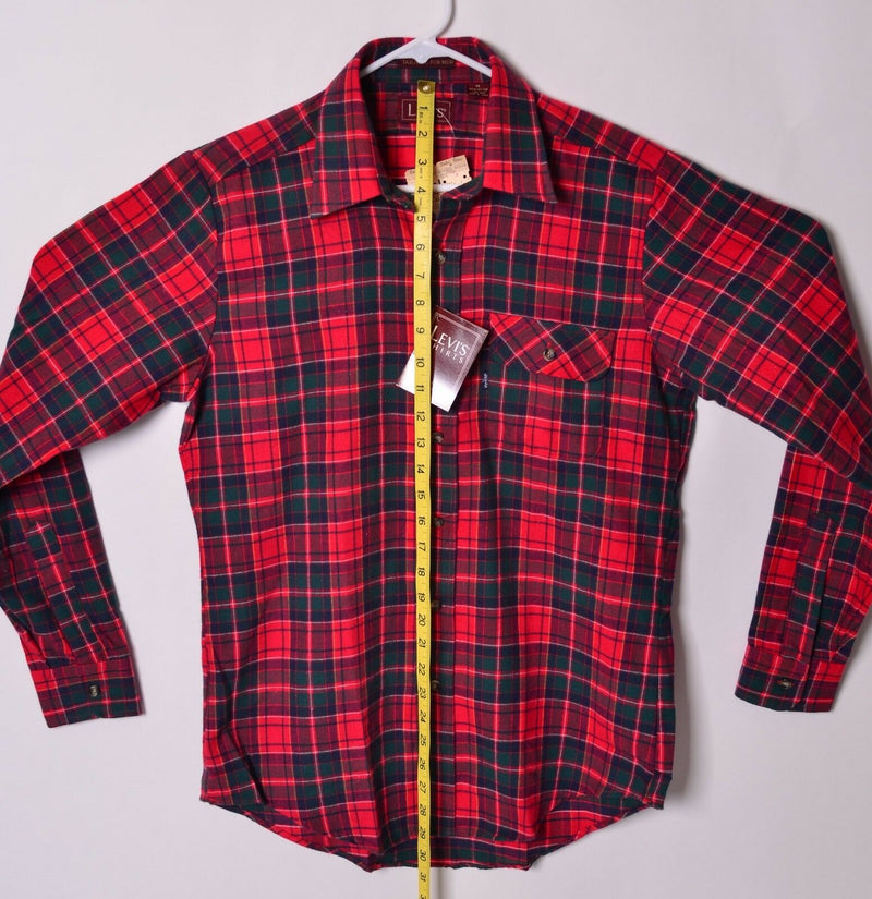 Vtg 80s Levi's Men's Sz Medium NWT Deadstock Flannel Red Plaid Tartan Shirt