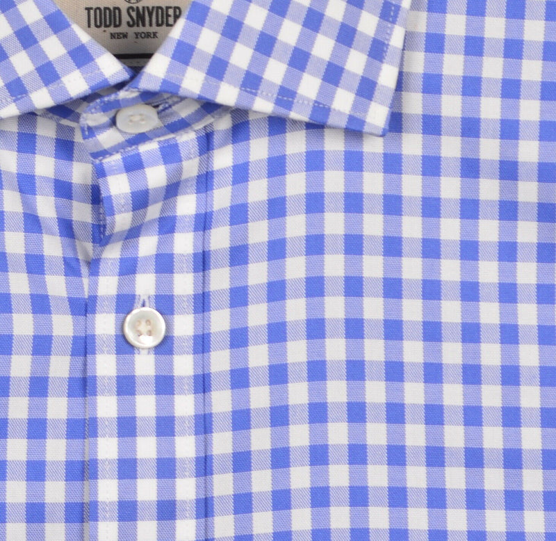 Todd Snyder Men's 15.5 34/35 (Medium) Blue Gingham Check Button-Front Shirt