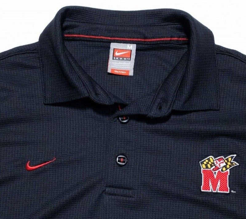 Maryland Terrapins Polo Medium Men's Nike Team Shirt Black Red NikeFIT Wicking