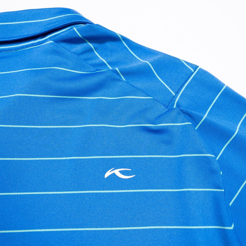 KJUS Golf Polo Small Men's Soren Big Stripes Blue Wicking Stretch Short Sleeve