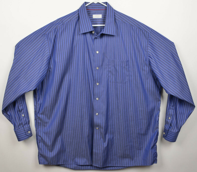 Eton Classic Men's 19.5/49 Blue Striped Long Sleeve Button-Front Dress Shirt