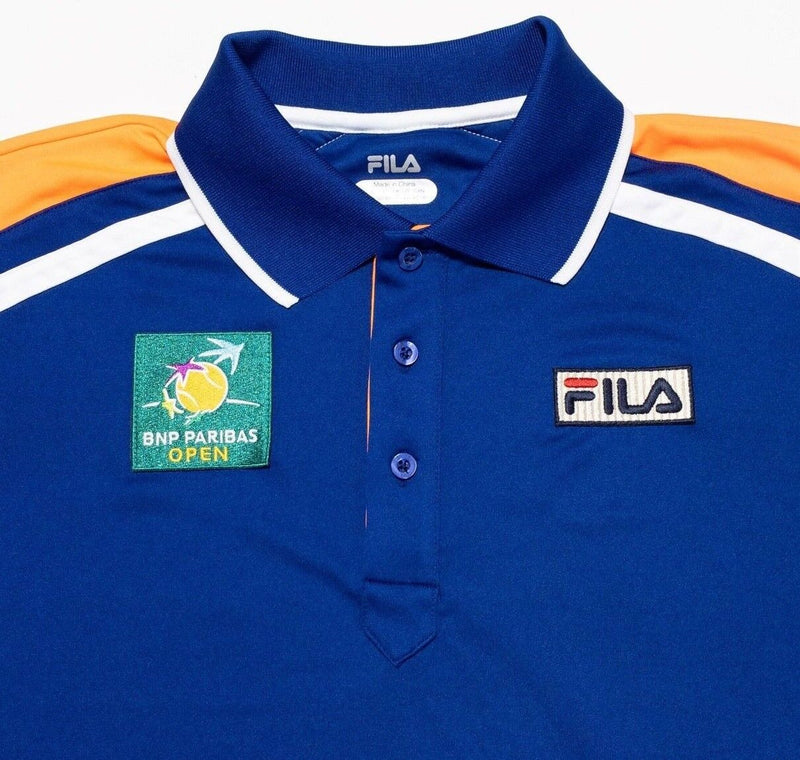 BNP Paribas Open Shirt XS Men's FILA Polo Tennis Blue Short Sleeve Wicking