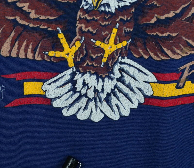 Vintage 1988 Harley-Davidson Men's XL Free Spirit Eagle Blue Long Sleeve T-Shirt