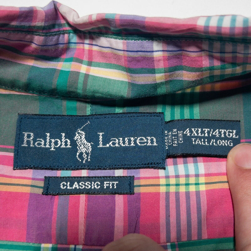 Polo Ralph Lauren 4XLT Button-Down Shirt Men's Pink Plaid Tall Short Sleeve