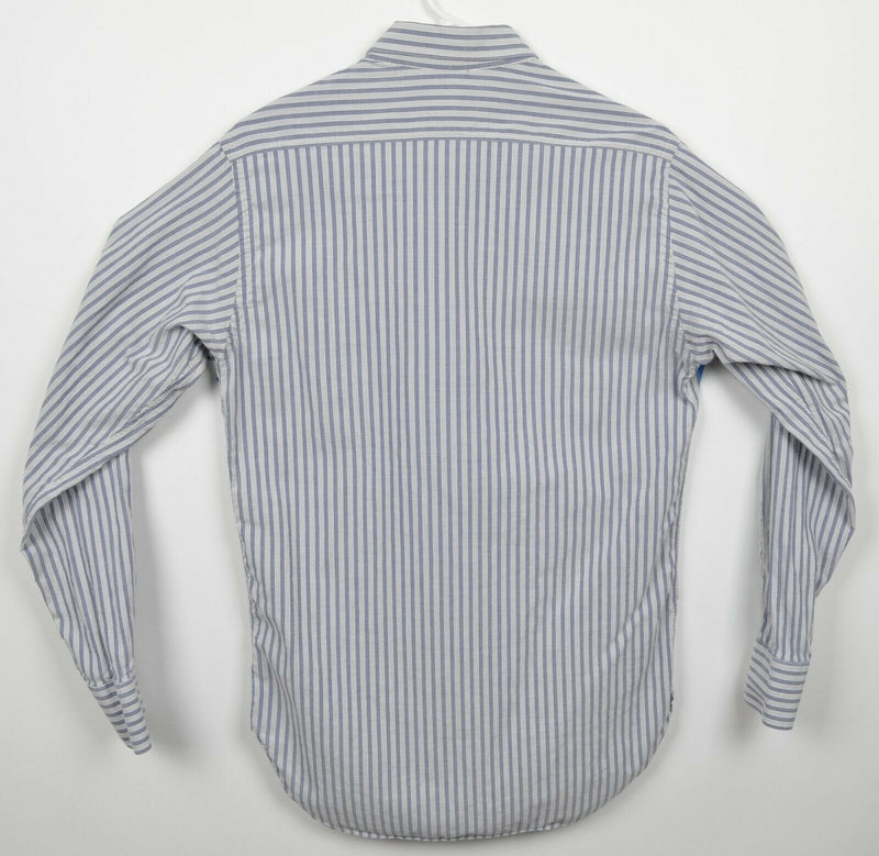 Billy Reid Men's Small Standard Cut Blue White Striped Italy Button-Down Shirt