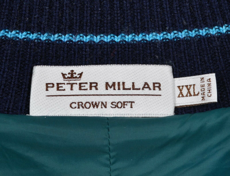 Peter Millar Men's Sz 2XL Crown Soft Lined Wool Blend Navy Blue Golf Sweater