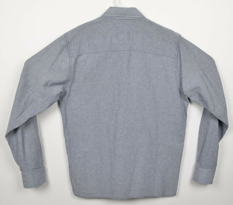 Splendid Mills Men's Small Blue/Gray Long Sleeve Button-Front Made in USA Shirt