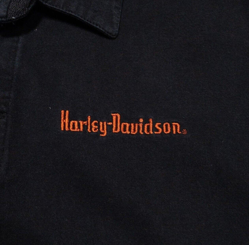 Harley-Davidson Polo Shirt Large Men's Embroidered Logo Long Sleeve Black Biker