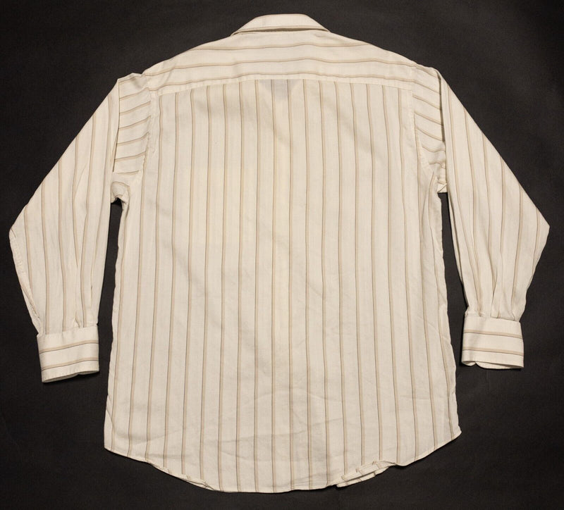 Giorgio Armani Le Collezioni Shirt Men's 16.5-34/35 Ivory Striped Dress Shirt