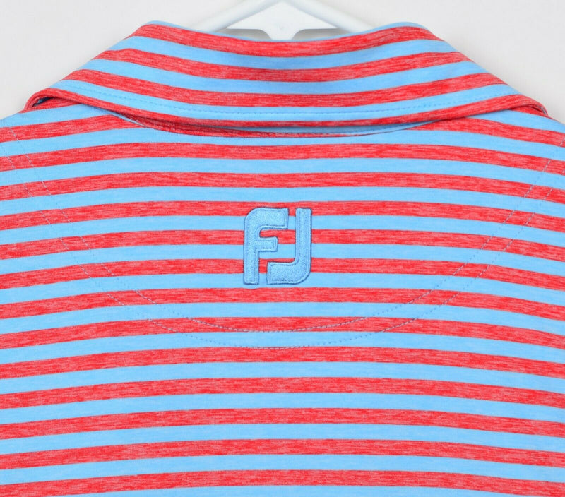FootJoy Men's Sz Large Red Blue Striped Polyester Spandex FJ Golf Polo Shirt
