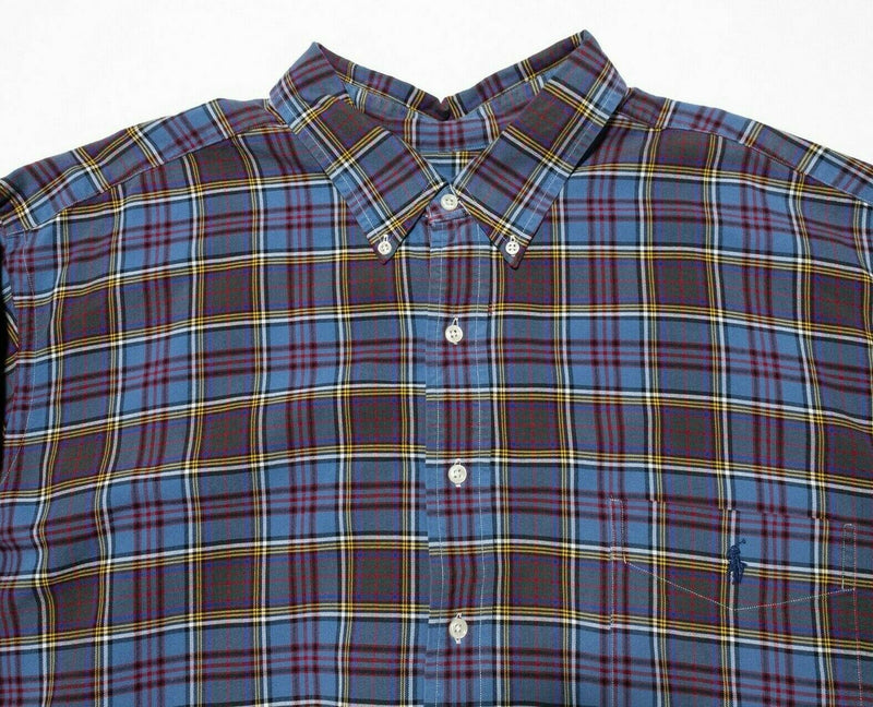 Polo Ralph Lauren 3XB Long Sleeve Shirt Men's Button-Down Plaid Blue Brown Men's