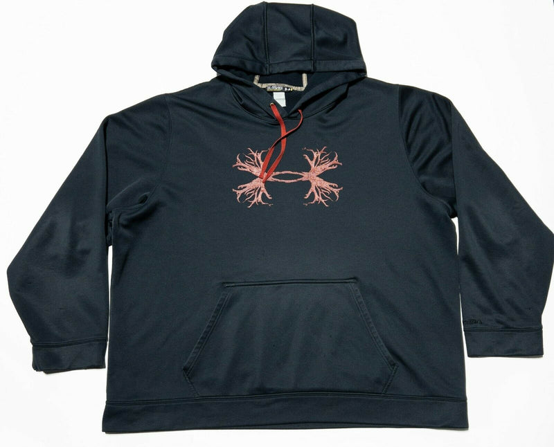 Under Armour Men's 3XL Loose Pullover Hoodie Sweatshirt Black Red Roots UA Logo