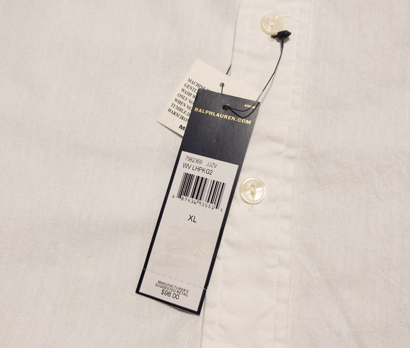 Polo Ralph Lauren Shirt Men's XL Long Sleeve Two Pocket Solid White Button-Front