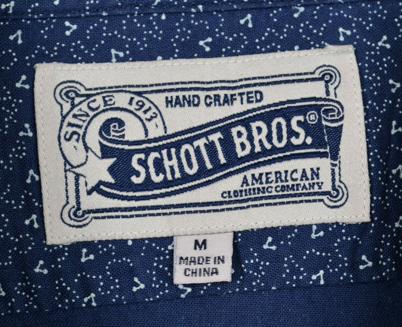 Schott Bros Men's Sz Medium Navy Blue Geometric Stars Sky Long Sleeve Shirt