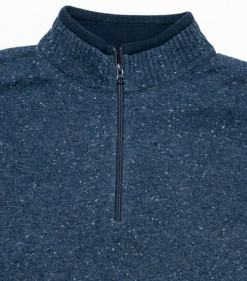 Woolrich Sweater Men's XL Lambswool Blend Blue Speckled 1/4 Zip Pullover