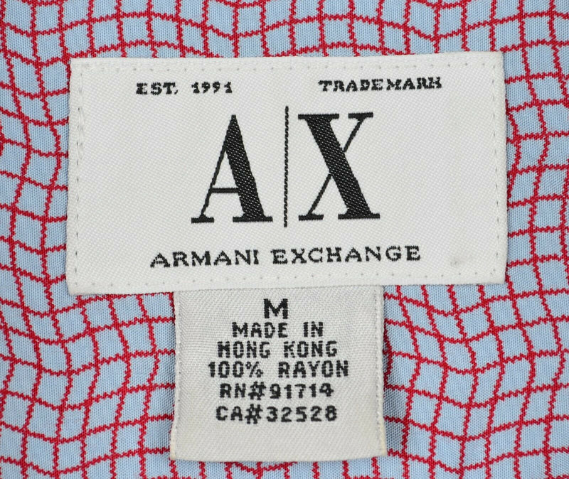 Armani Exchange Men's Sz Medium 100% Rayon Geometric Hawaiian Camp Shirt