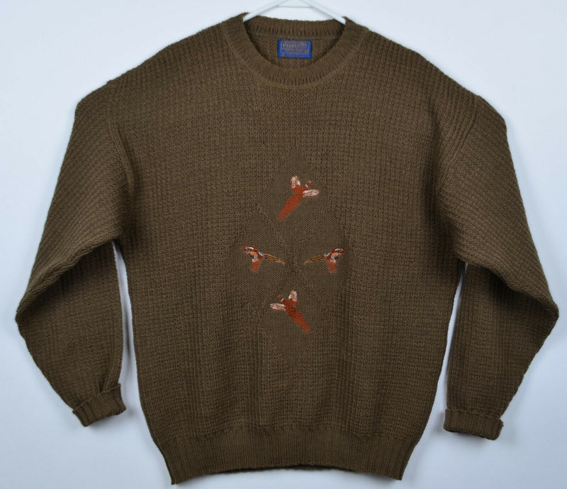 Vintage 80s Pendleton Men's XL Wool Pheasant Embroidered Hunting Knit Sweater