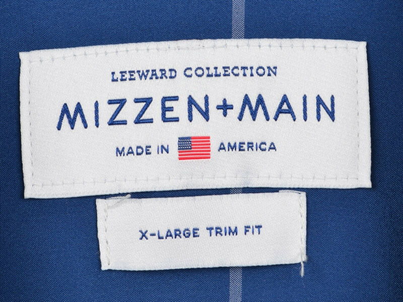 Mizzen+Main Men's XL Trim Fit Blue Windowpane Check Leeward Performance Shirt