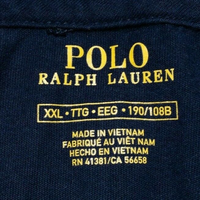 Polo Ralph Lauren Hoodie T-Shirt Lightweight Pullover Navy Blue Logo Men's 2XL