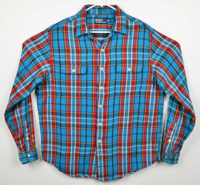 Polo Ralph Lauren Men's XL Blue Red Plaid Outdoor Equipment Flannel Shirt