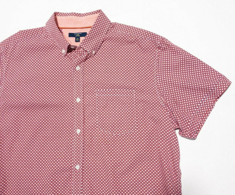 Banana Republic Milly Collection Shirt XL Men's Red Geometric Short Sleeve