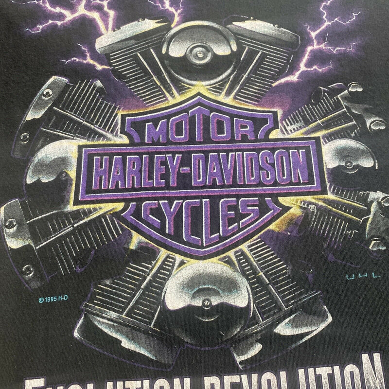 Harley-Davidson Men's Medium Lightning Engine Evolution Revolution 90s T-Shirt
