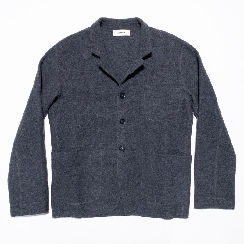 Buck Mason Cardigan Men's Medium Wool Sweater Button-Up Gray Shawl Collar
