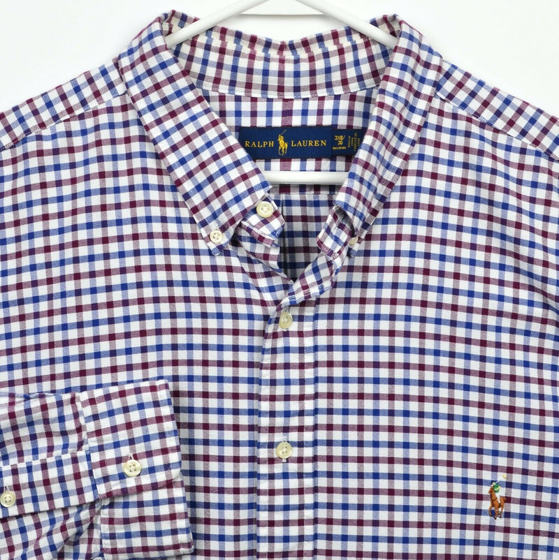 Polo Ralph Lauren Men's 3XB (3XL Big) Blue Maroon Red Check Button-Down Shirt