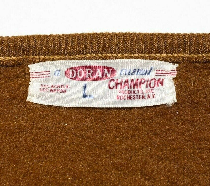 Vintage 60s Champion Sweater Men's Large Doran Casual Brown V-Neck