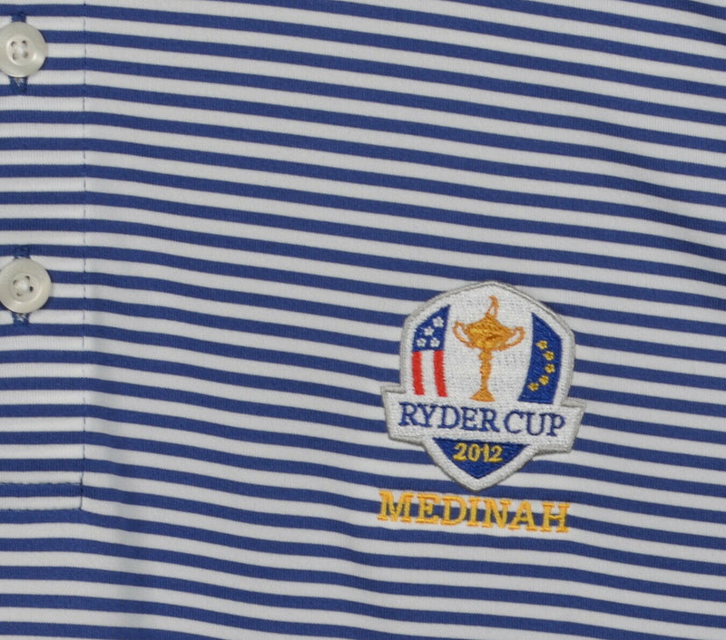 Ryder Cup Men's 3XL Blue Striped Cutter & Buck CB DryTec Wicking Polo Shirt