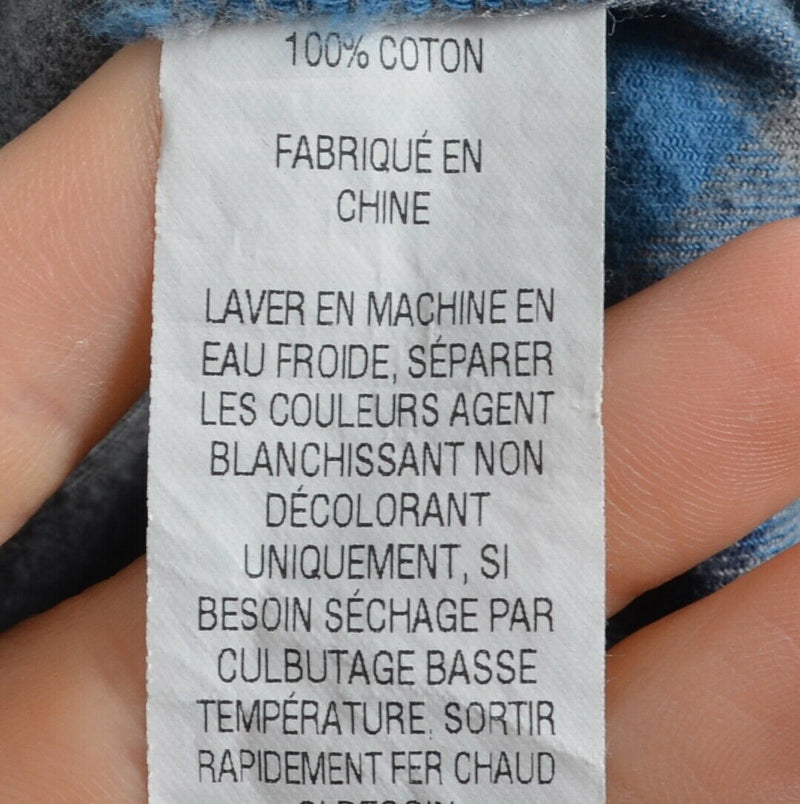 LL Bean Men's Large Lakewashed Flannel Gray Blue Plaid Slightly Fitted Shirt