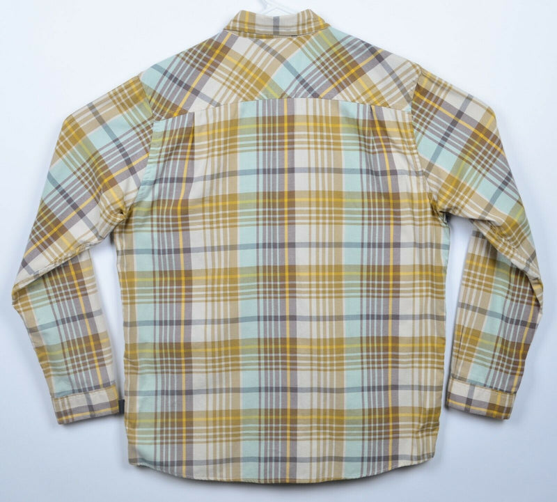 Patagonia Organic Cotton Men's Large Gold Plaid Long-Sleeved Birdshot Shirt