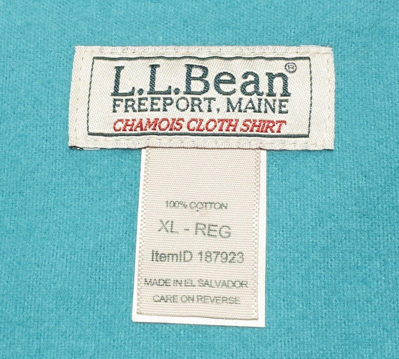 L.L. Bean Chamois Cloth Shirt Vintage Men's XL Heavy Flannel Solid Blue/Green
