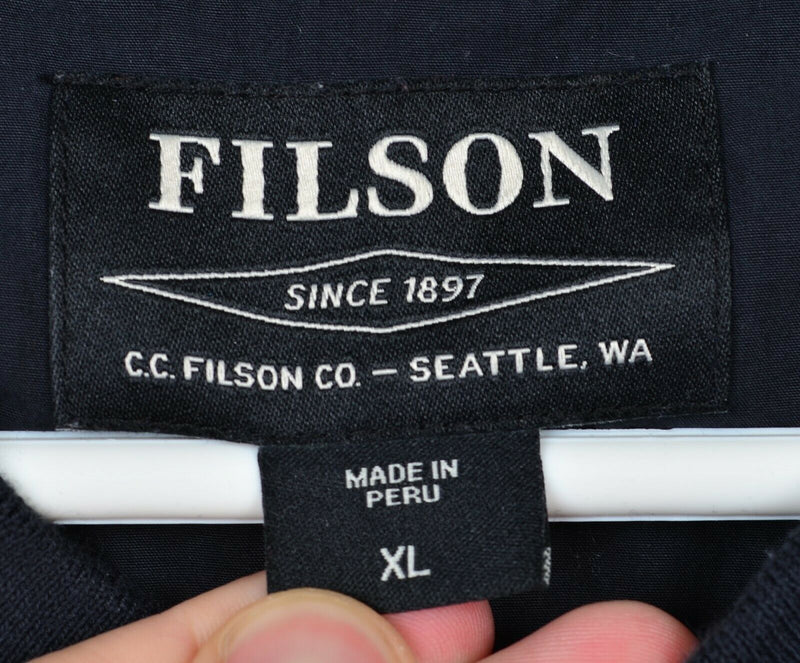 CC Filson Men's XL Henley Collar Solid Dark Navy Blue Long Sleeve Shirt