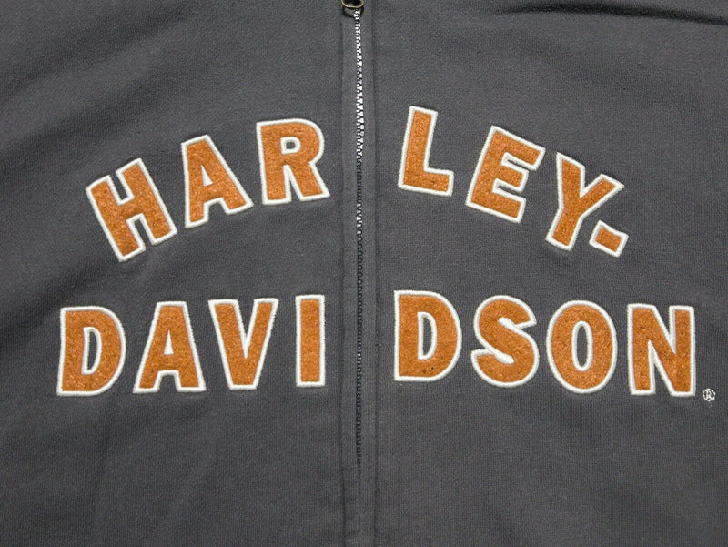 Harley-Davidson Men's 3XL Solid Gray Full Zip Logo Biker Hooded Sweatshirt