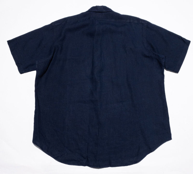 Polo Ralph Lauren Linen Shirt Men's XL Navy Blue Vintage 90s Button-Down Blake