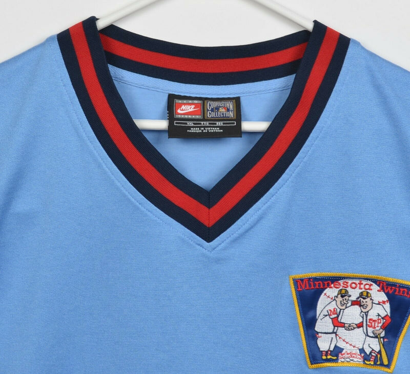 Minnesota Twins Men's 2XL Nike Cooperstown Collection Blue V-Neck Retro Jersey